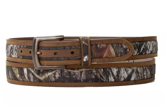 Nocona Western Mens Belt Camo Center Inlay Brown