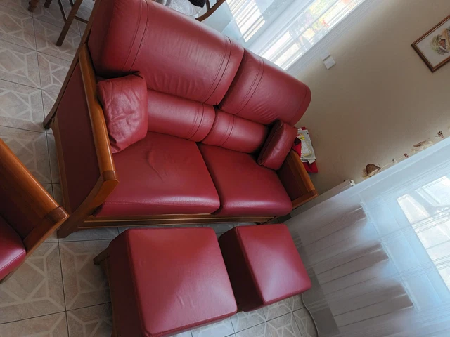 Canapé chesterfield 3 places et un fauteuil 100% cuir de buffle premium