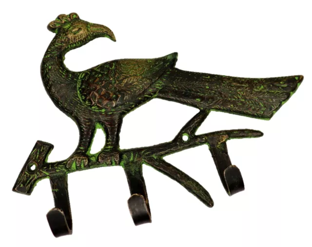 Peacock Shape Vintage Antique Style Handmade Brass Wall Hanger Home Decor Hook 3