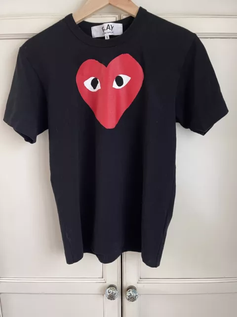 Comme Des Garcons Play Red Heart Printed T-Shirt Black Size Small