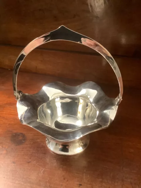 Silver Plate Bonbon Dish Basket with Swing Handle