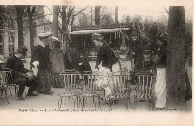 75 Cpa Animee   Debut 1900  Paris Vecu Aux Champs Elysees Les Premiers Pas