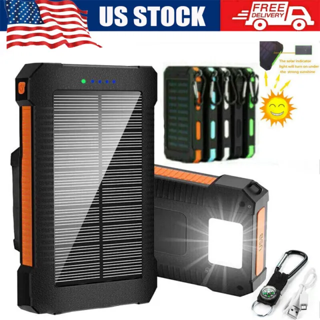 50000mAh Solar Charger Power Bank Portable Battery USB Torch External Charger US