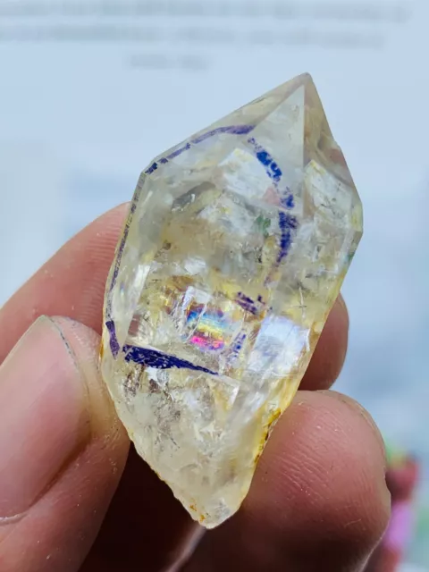 TOP AAA+  Herkimer Diamond Crystal Gem Cluster,  brilliant rainbow 18g 40mm