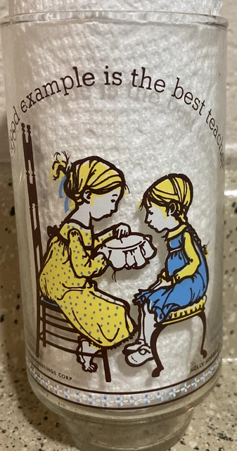 Holly Hobbie Happy Talk Coca-Cola 6” Glass VTG American Greetings GIRLS SEWING