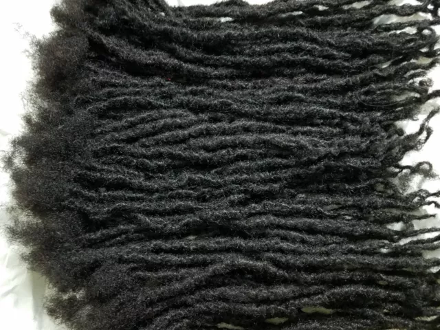 100% Pelo Natural Cierres Hecho a Mano Rastas 15 Piezas 5" Negro 0.6cm Grueso