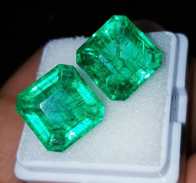 Natural Colombian Emerald Pair 8-10 Cts Loose Gemstone CERTIFIED Square Cut WE05