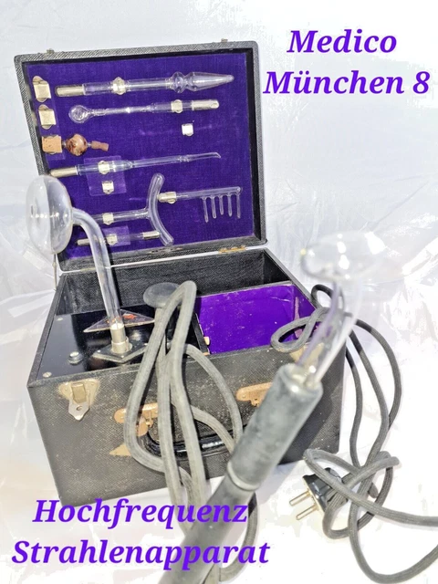 Hochfrequenz Strahlenapparat Medico München 8 Heilapparat Glasröhren violett alt