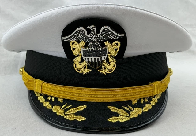 US Navy Commander Admiral Rank White Hat Size 7-3/8 (59cm) Never Worn PRISTINE
