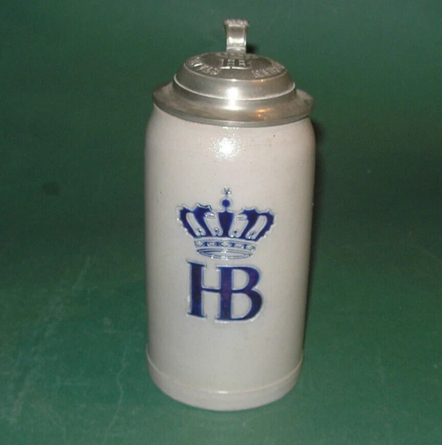 Vintage Staatl Hofbrauhaus Munchen 1 Liter Beer Stein 1L Tankard HB Munich LID