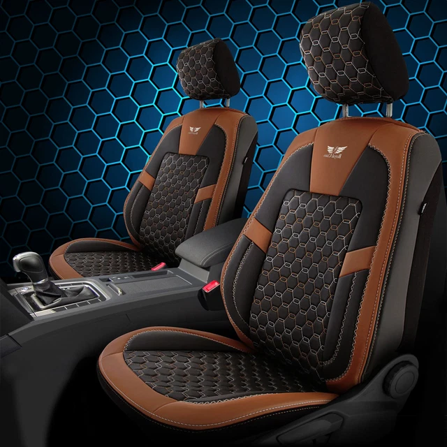 Housses De Sièges Avant Universelles Peugeot 607 - Bleu Simili Cuir Mossa - Neuf