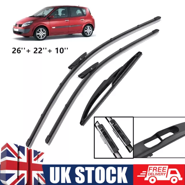 For Renault Scenic Grand Scenic MK2 Front Rear Windscreen Wiper Blades 2005-2009