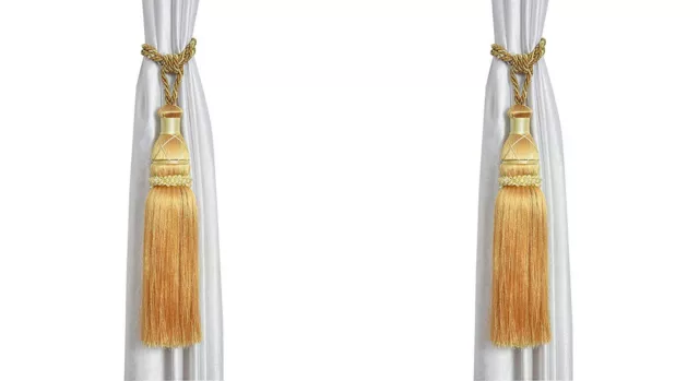 Beautiful Polyester Tassel Rope Curtain Tieback color Golden Lace set of 2 Pcs 2