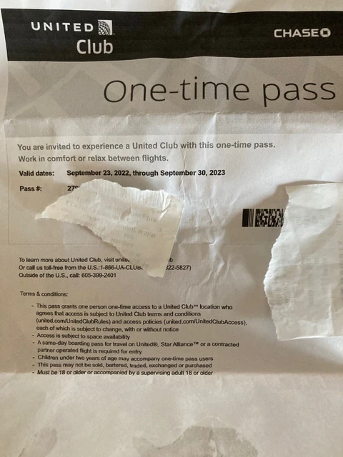 united club one-time pass 9/23