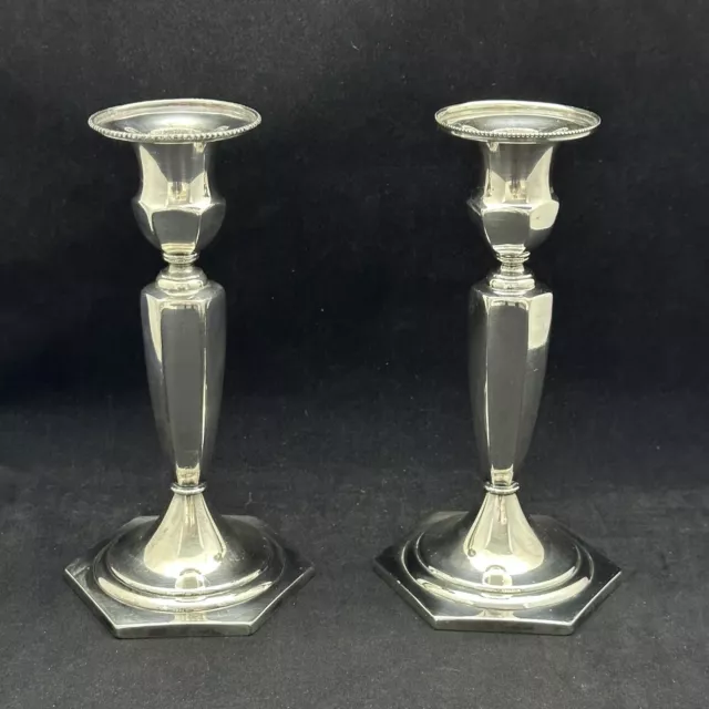 Superior Silver Co Candlesticks Candle Holders Quadruple Plate Hexagon Base