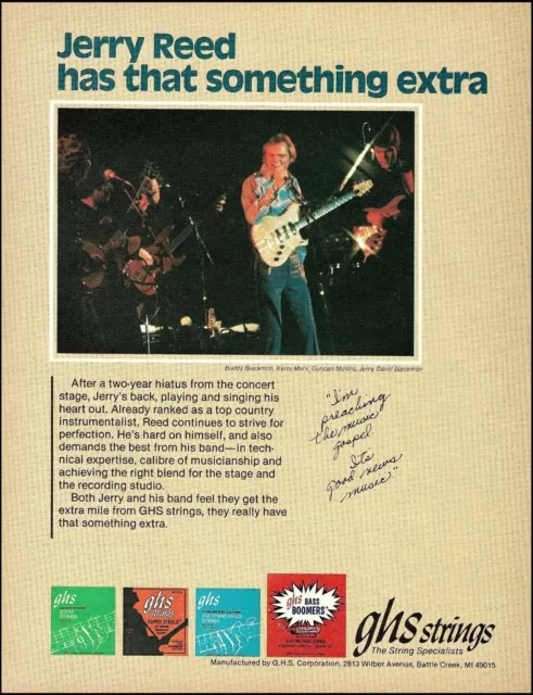 Country Artist Jerry Reed 1983 GHS guitar strings advertisement 8 x 11 ad print