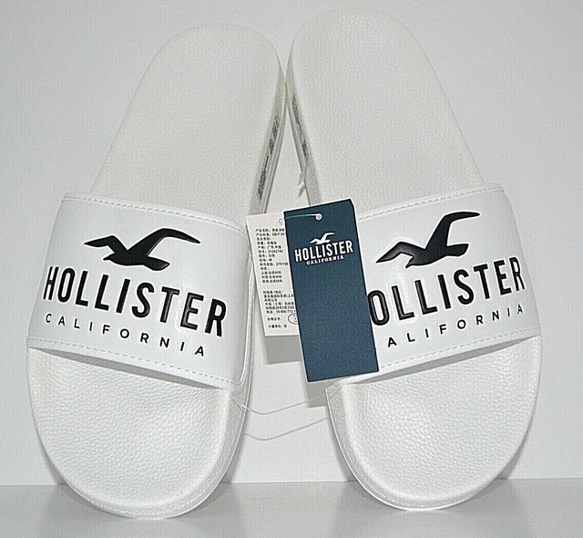 HOLLISTER CALIFORNIA MEN S Logo Slide Slides Sandals Black White