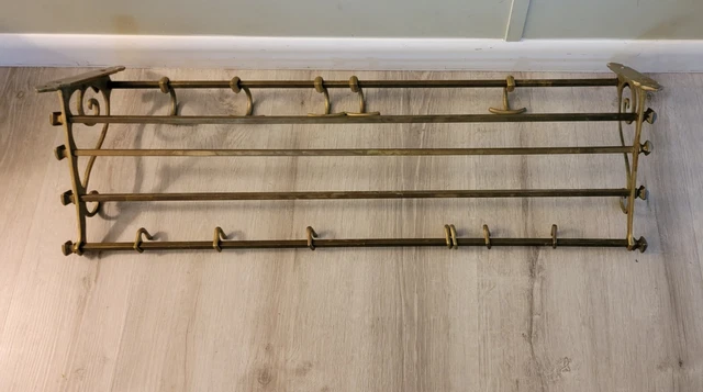 Vintage Wall mounting  Brass Hanging Wall Shelf Unit with Sliding Adjustable