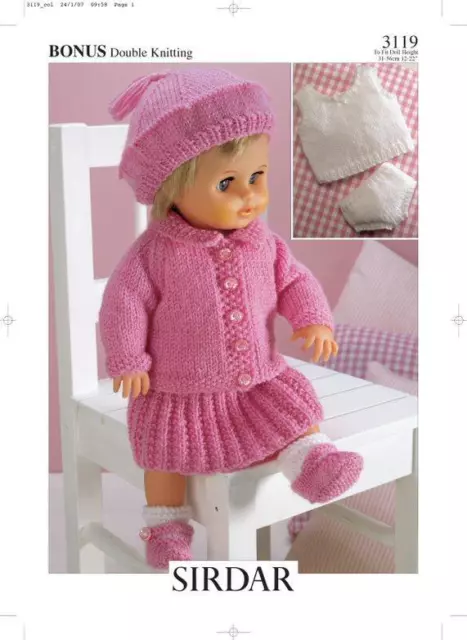 Sirdar Knitting Pattern - Hayfield Bonus DK, Dolls Outfit 3119