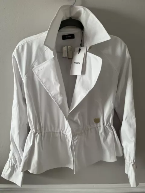 Theory Cinched Trench Jacket In Elevated Twill Size P White