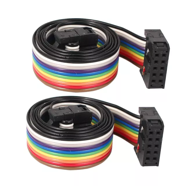 50cm 10 Pin 10 Way F/F Connector IDC Flat Rainbow Color Ribbon Cable 2pcs