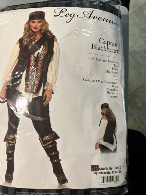 Leg Avenue Womens Multicolor Captain Blackheart Costume Size 3x/4x