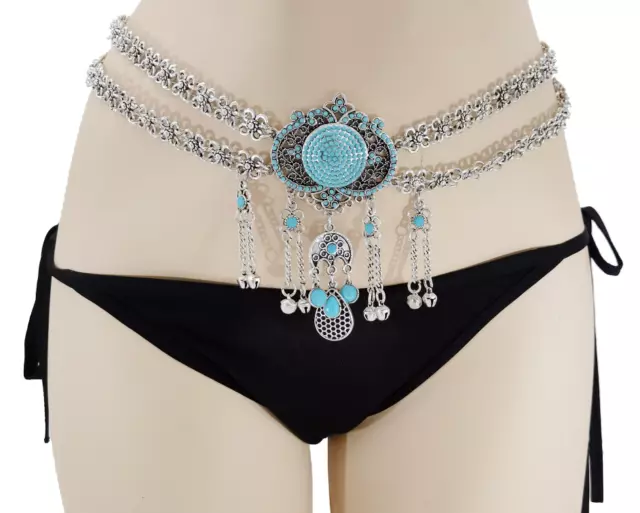 Boho Dangle Gypsy Belly Dance Waist Chain Shimmy Belt Hippy Bell Ethnic Jewelry