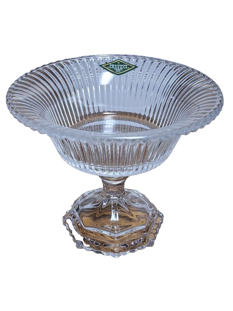 Crystal Pedestal Candy Dish 6'' Diameter by Shannon Godinger 24% Lead Crystal