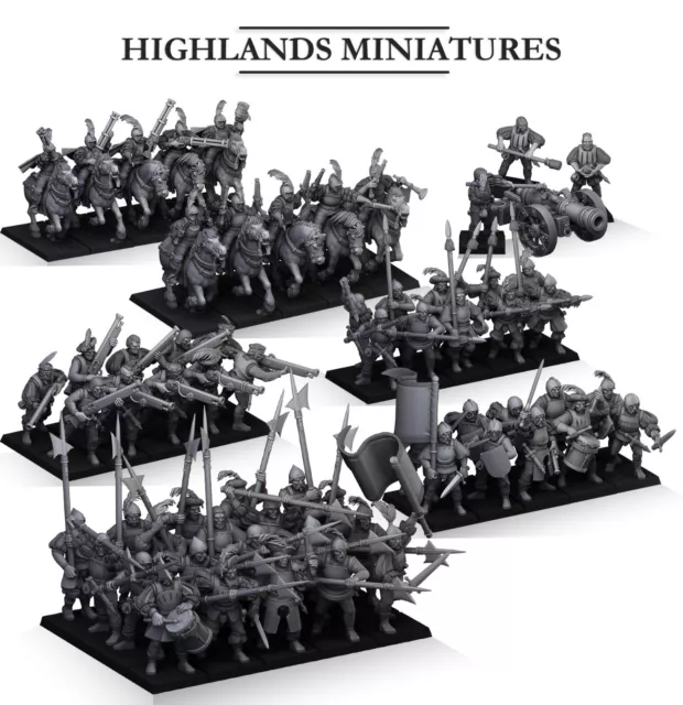 Highlands Minis: Große Sunland Streitmacht (Resin) 32mm Maßstab - 9th Age