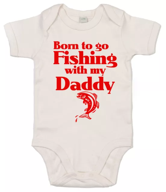 Baby Fish Bodysuit "Born to go Fishing with Daddy" Babygrow Vest Clothes Gift