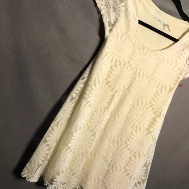 urban outfitters kimchi womens dress xs white lace flowers scoop neck a line s17