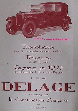 1926 French Original Ad Car Delage Grand Prix France Spain France