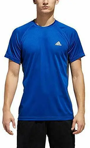 Adidas Men's Shirt Short Sleeve Raglan Blue Tee Large