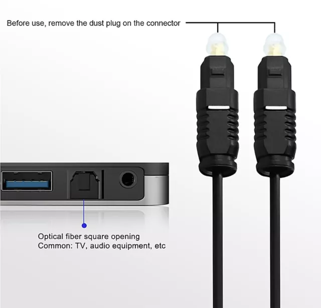 Cable Optique Audio Numerique Digital Toslink Fibre Optique Mâle Mâle Spdif 1M 2