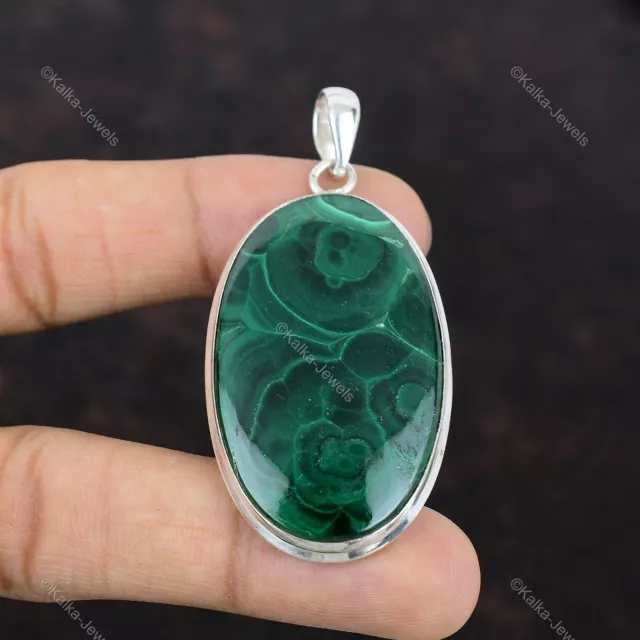 Natural Russian Malachite Gemstone Jewelry 925 Sterling Silver Pendant For Girls 3