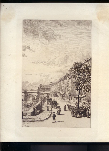 Engraving Paris Tree Plantation On The Quays Signed A Taiee Debut Xxe