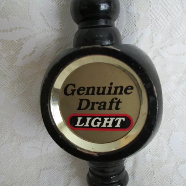 Older Miller Genuine Draft Light Three Sided Wood Beer Tap Handle 2