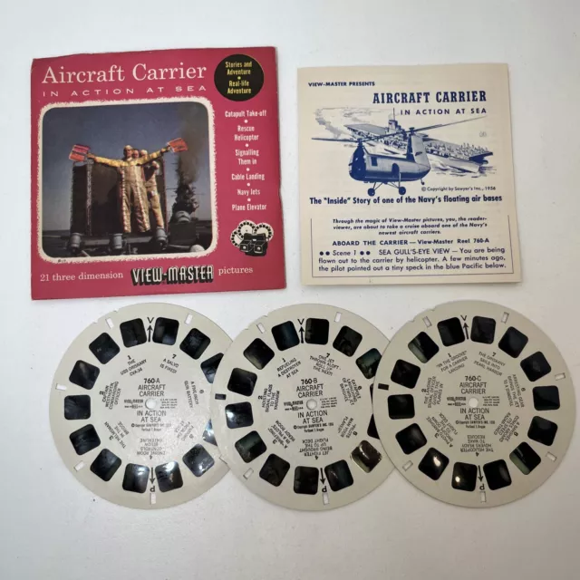 vintage AIRCRAFT CARRIER IN ACTION AT SEA VIEW-MASTER REELS (3-reel set  only) 