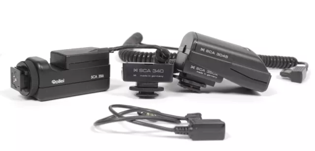 Metz Rollei, Leica, Nikon flash adapters SCA 356 340 3502 3045 + cables TTL