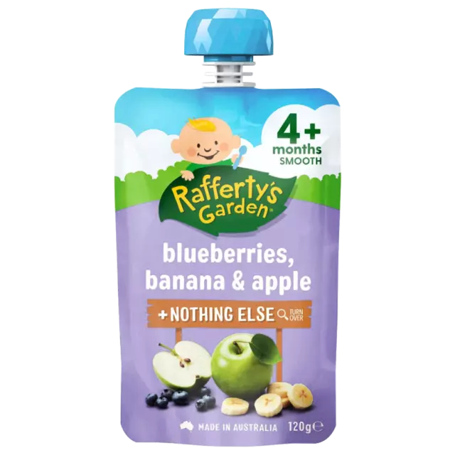 Rafferty's Garden Baby Puree 120g - Blueberries, Banana & Apple Raffertys 4m+