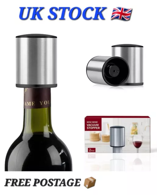 2 Pack Wine Stopper Stainless Steel Wine Bottle Stopper Vacuum Seal