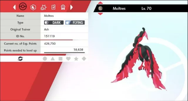 Pokemon Sword and Shield Galarian Moltres 6IV-EV Trained