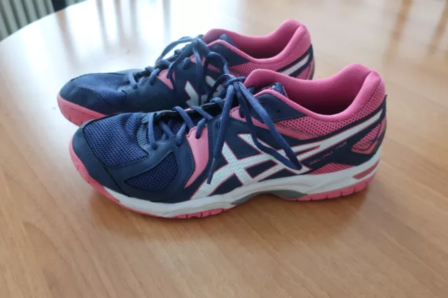 Asics Indoorschuhe Hallenschuhe Sportschuhe Gr.42  Damen Mädchen blau/pink