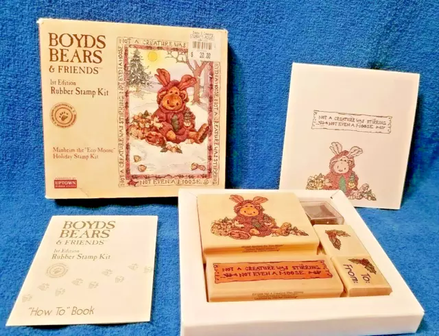 Boyds Bears  Christmas Rubber Stamp KIT Manheim Eco-Moose 1st Edition