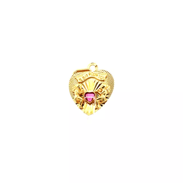 Pendentif " il bat pour toi " Or Jaune 18k & Rubis