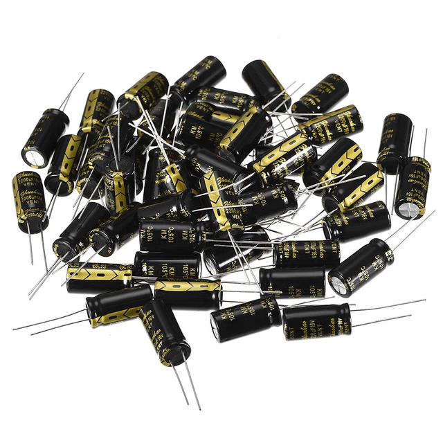 Radial Condensateur électrolytique 2200uF 16V 105°C Vie 2000H 10x20mm Noir 50pc
