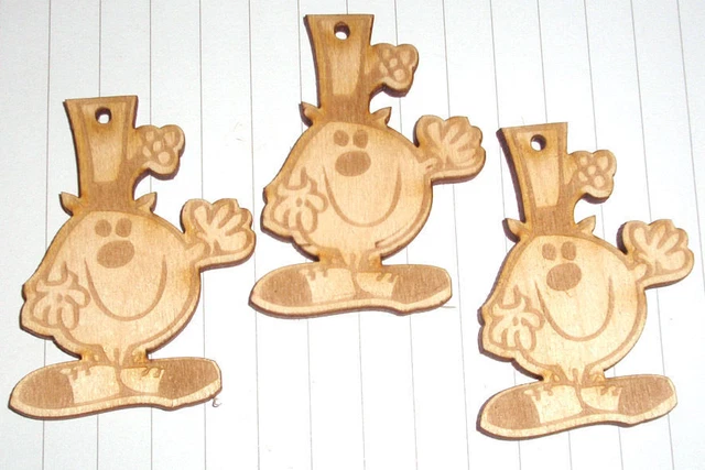 Retro 60s Design Mr Men charms pendants x 3 DIY Crafting Mr Silly Mr Funny