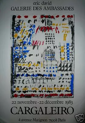 Cargaleiro Manuel affiche en sérigraphie 1983 art abstrait abstraction Portugal