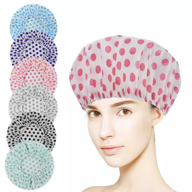 Shower Caps, Extra Large Reusable Elastic 100% Waterproof Bathing Hair Cap