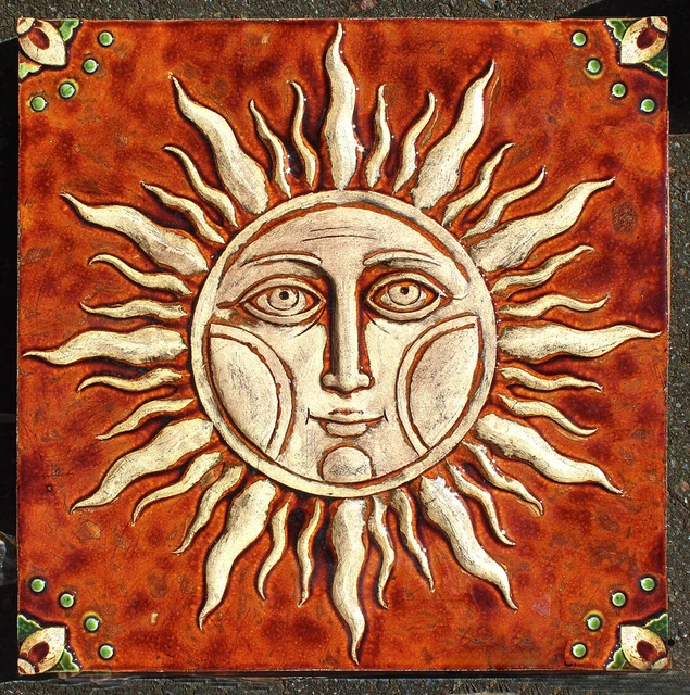 Russian Art Nouveau Vintage Ceramic Tile Rare Reproduction Fliese Majolica